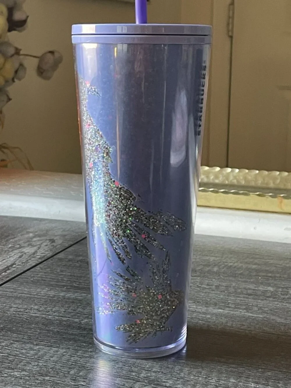 Starbucks Target 2022 Glow in the Dark Lilac Raven Glitter Tumbler - 24oz Cup